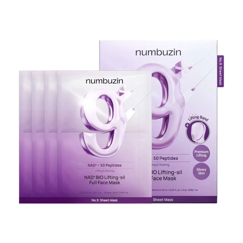 Numbuzin No.9 NAD Bio Lifting Full Cover Facial Mask + Fabric Lifting Band 4 шт