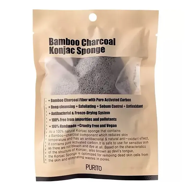 Purito Bamboo Charcoal Konjac Sponge 1 шт